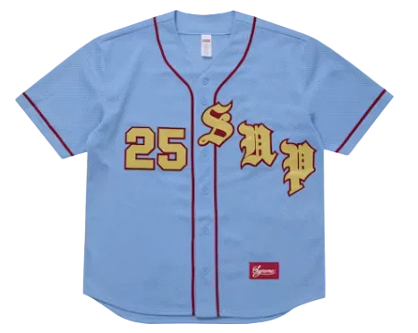Supreme Old English Baseball Jersey 'Light Blue'