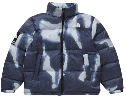 Supreme The North Face Bleached Denim Print Nuptse Jacket