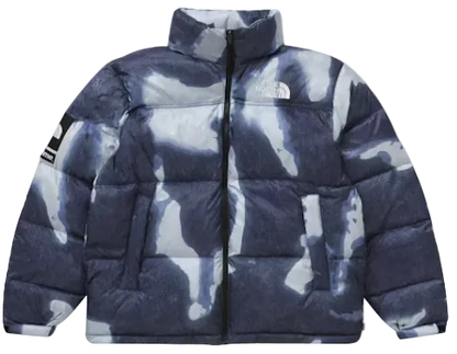 Supreme The North Face Bleached Denim Print Nuptse Jacket