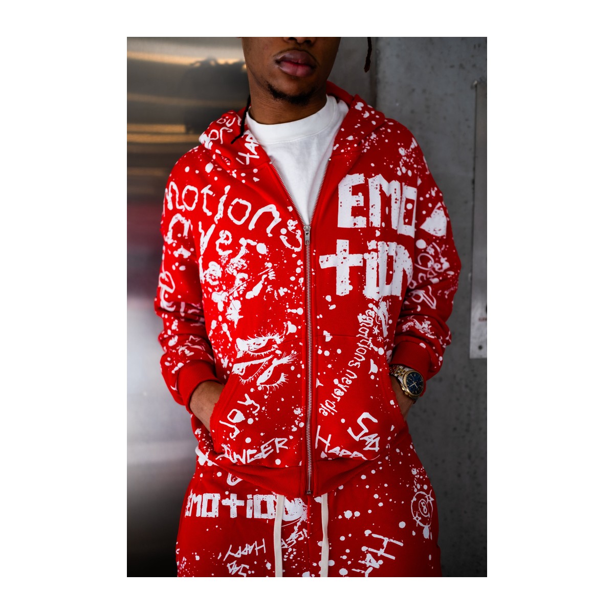 Mixed Emotion Red Graffiti Hoodie