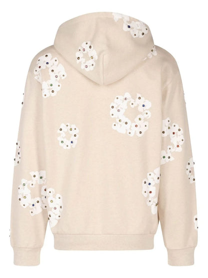 Denim Tears Rhinestone Cotton Wreath Zip Hoodie