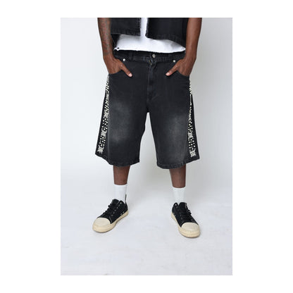 Fraternal Desires 'Concrete Pearl' Black Jeans Shorts