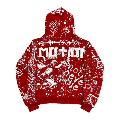 Mixed Emotion Red Graffiti Hoodie