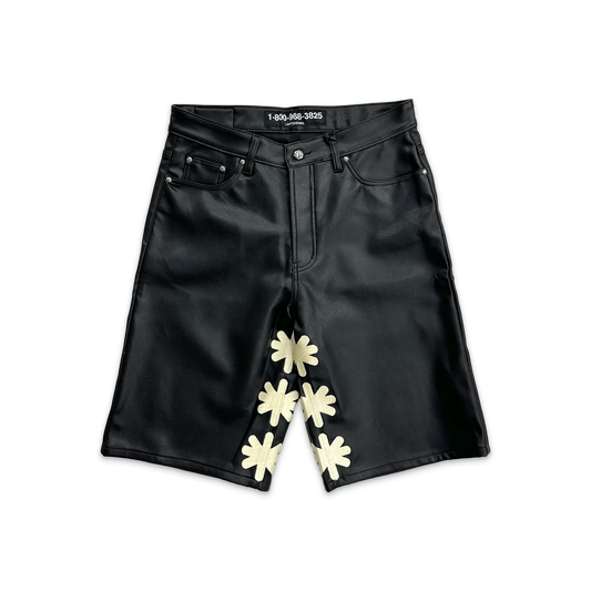 Lost Shadows Leather Shorts "Black/Bone"