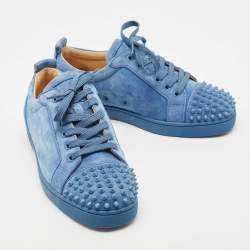 Christian Louboutin Blue Suede Louis Junior Spikes