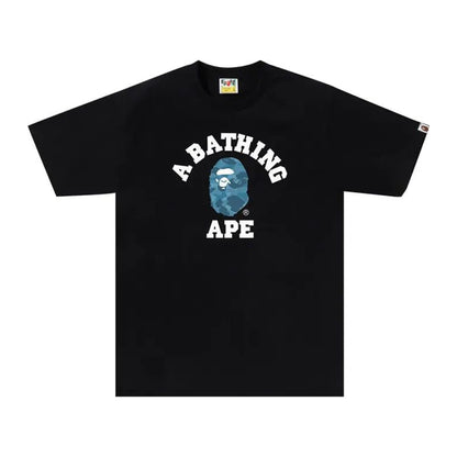 Bape Honeycomb Camo College Tee 'Black/Blue'