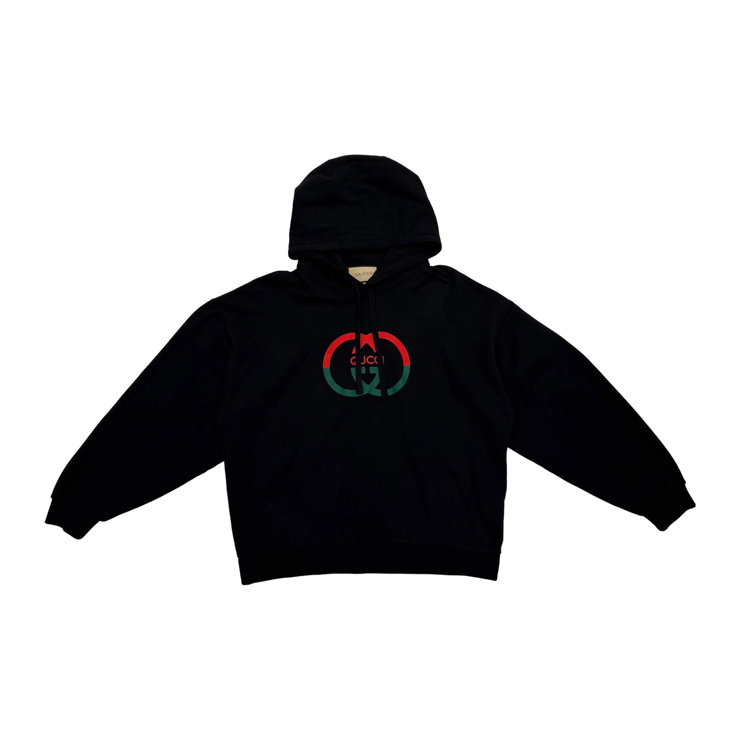 Gucci Logo-Print Relaxed-Fit Hoodie 'Black' (Pre-Owned)