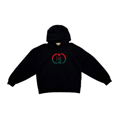 Gucci Logo-Print Relaxed-Fit Hoodie 'Black' (Pre-Owned)