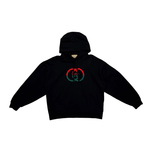 Gucci Logo-Print Relaxed-Fit Hoodie 'Black' (Pre-Owned)