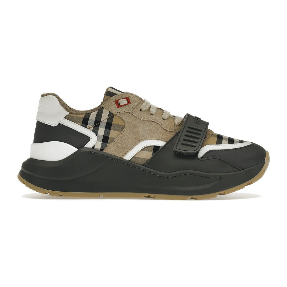 Burberry Ramsey Vintage Check Suede Leather Sneakers Grey Archive Beige