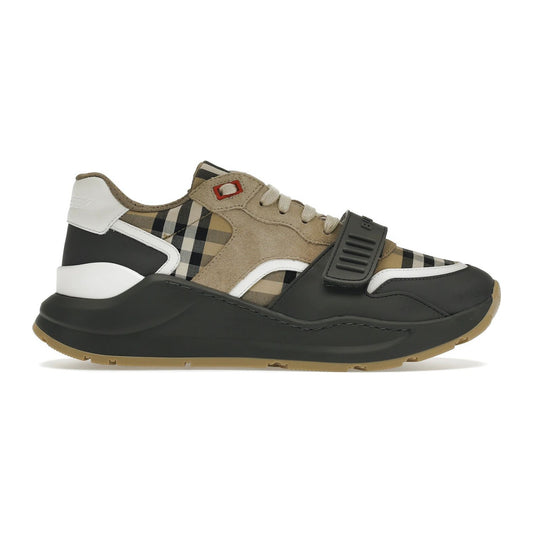 Burberry Ramsey Vintage Check Suede Leather Sneakers Grey Archive Beige