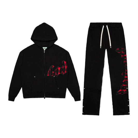Godspeed OG Logo Sweatsuit (Black Red Plaid)