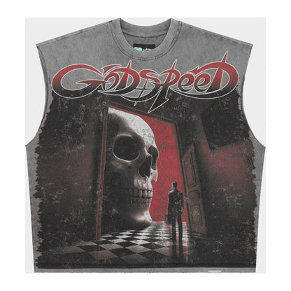 Godspeed Fate’s Doorstep Sleeveless T-shirt 'Grey Wash'