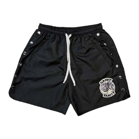 Saint Vanity Nylon Black Button Shorts