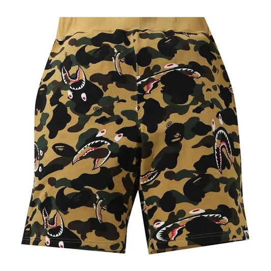 Bape Shark 1st Camo Wide Sweatshort 'Yellow'