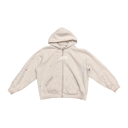 Supreme MM6 Maison Margiela Box Logo Zip Up Hoodie 'White' (Pre-Owned)