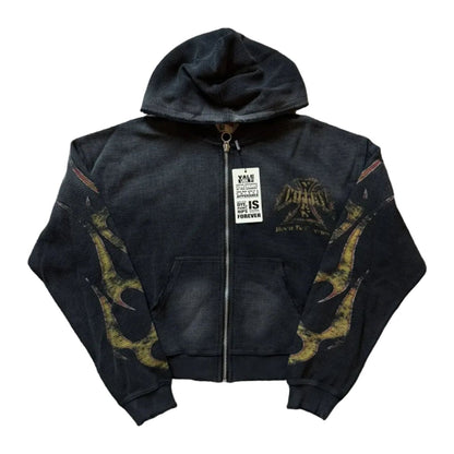 Vale Forever Black Reborn Waffle Zip Up Hoodie Valley Dreams