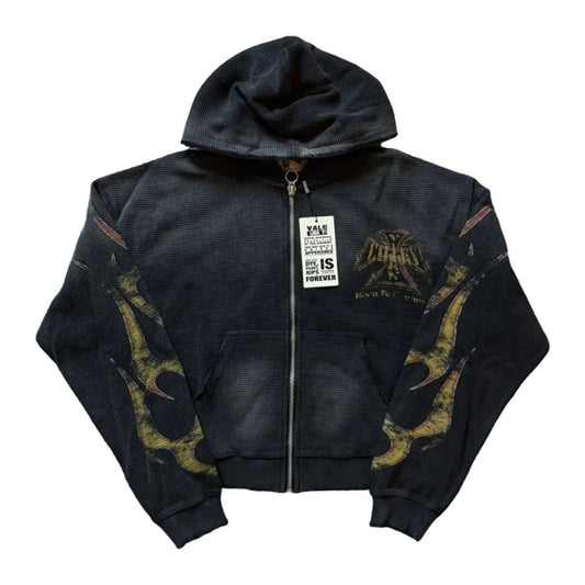 Vale Forever Black Reborn Waffle Zip Up Hoodie Valley Dreams