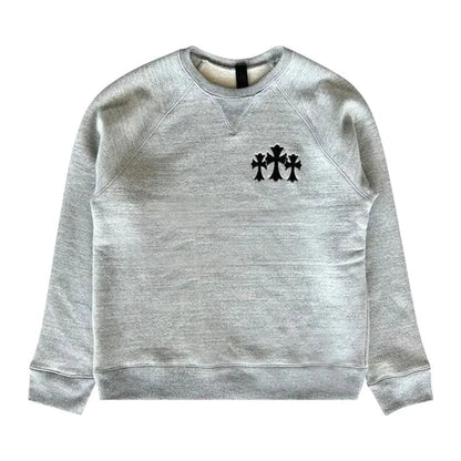 Chrome Hearts CH Logo Cross Leather Patch Grey Sweatshirt
