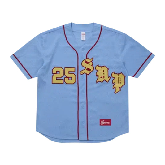 Supreme Old English Baseball Jersey 'Light Blue'