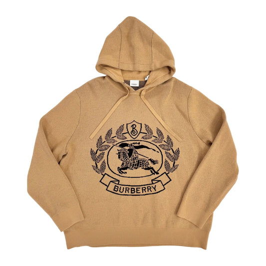 Burberry Laurel Logo Hooded Knit ‘Camel’ (Pre-Owned)