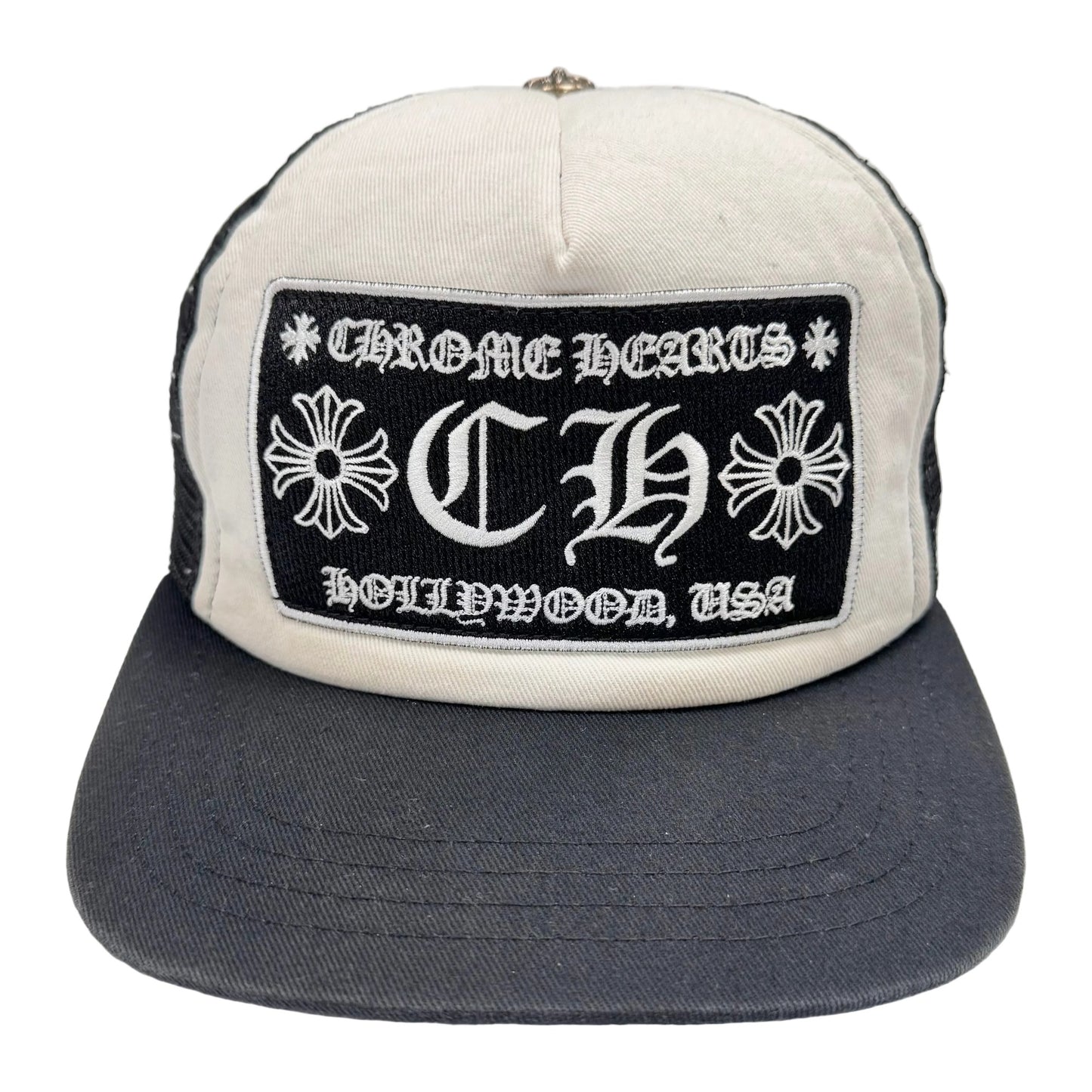 Chrome Hearts CH Hollywood Trucker Hat 'Black/White' (Pre-Owned)