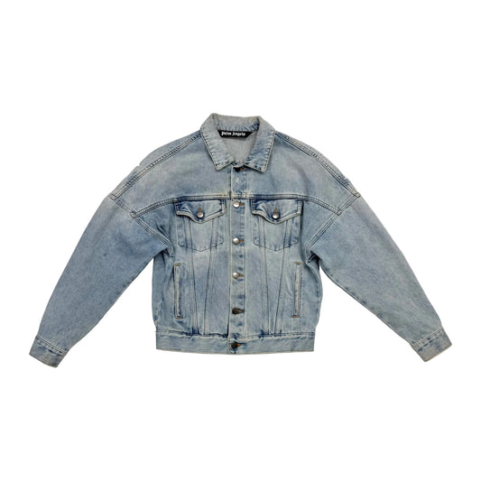 Palm Angels Logo Over Denim Jacket 'Blue/White' (Pre-Owned)