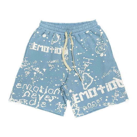 Mixed Emotion Blue Graffiti Shorts