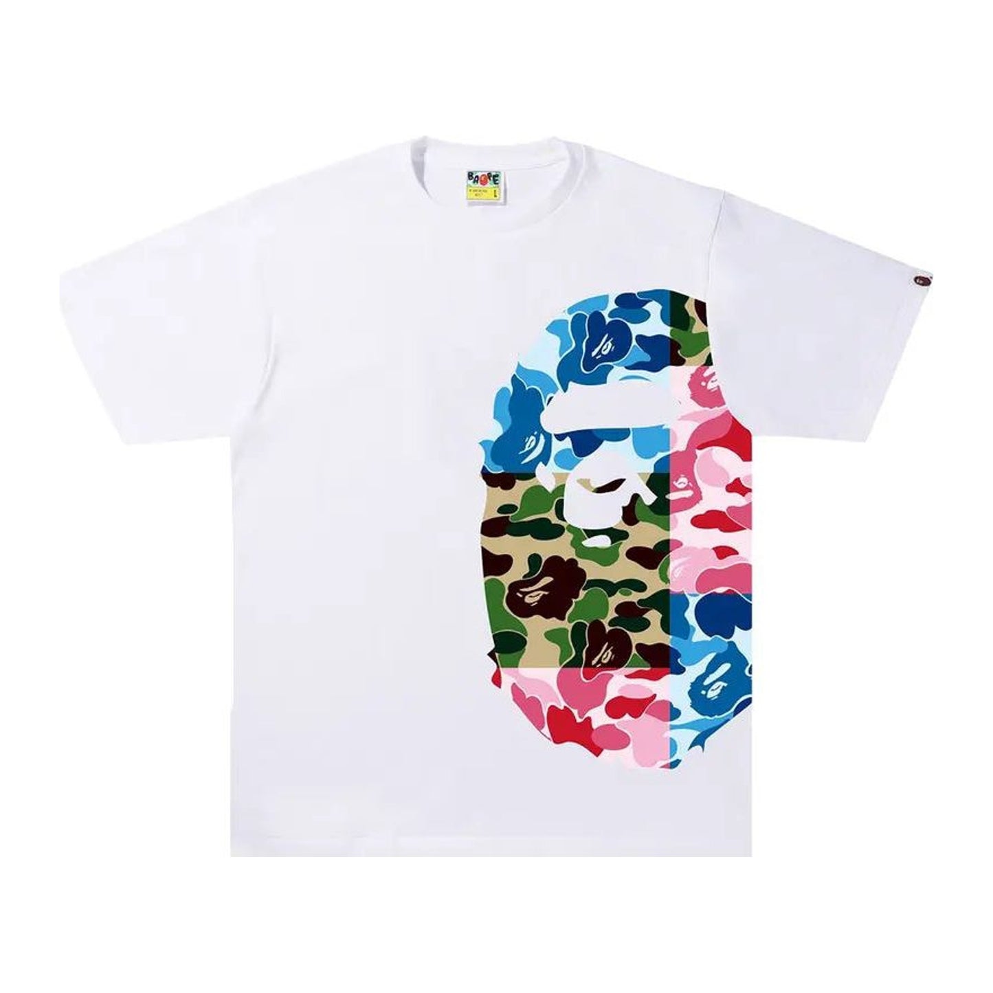 BAPE ABC Camo Crazy Side Big Ape Head Tee 'White'