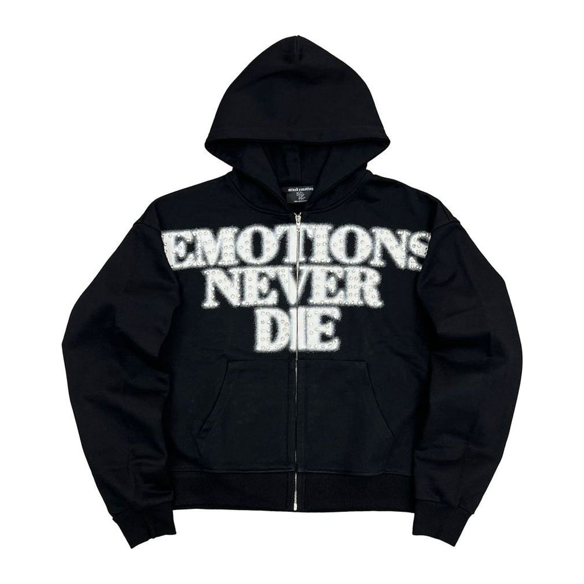Mixed Emotion Black End Rhinestone Hoodie