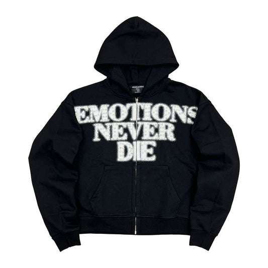 Mixed Emotion Black End Rhinestone Hoodie