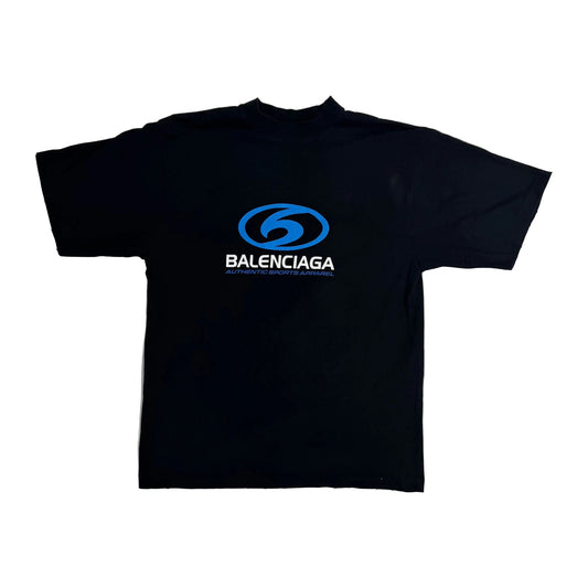 Balenciaga Black & Blue Surfer Logo T-Shirt