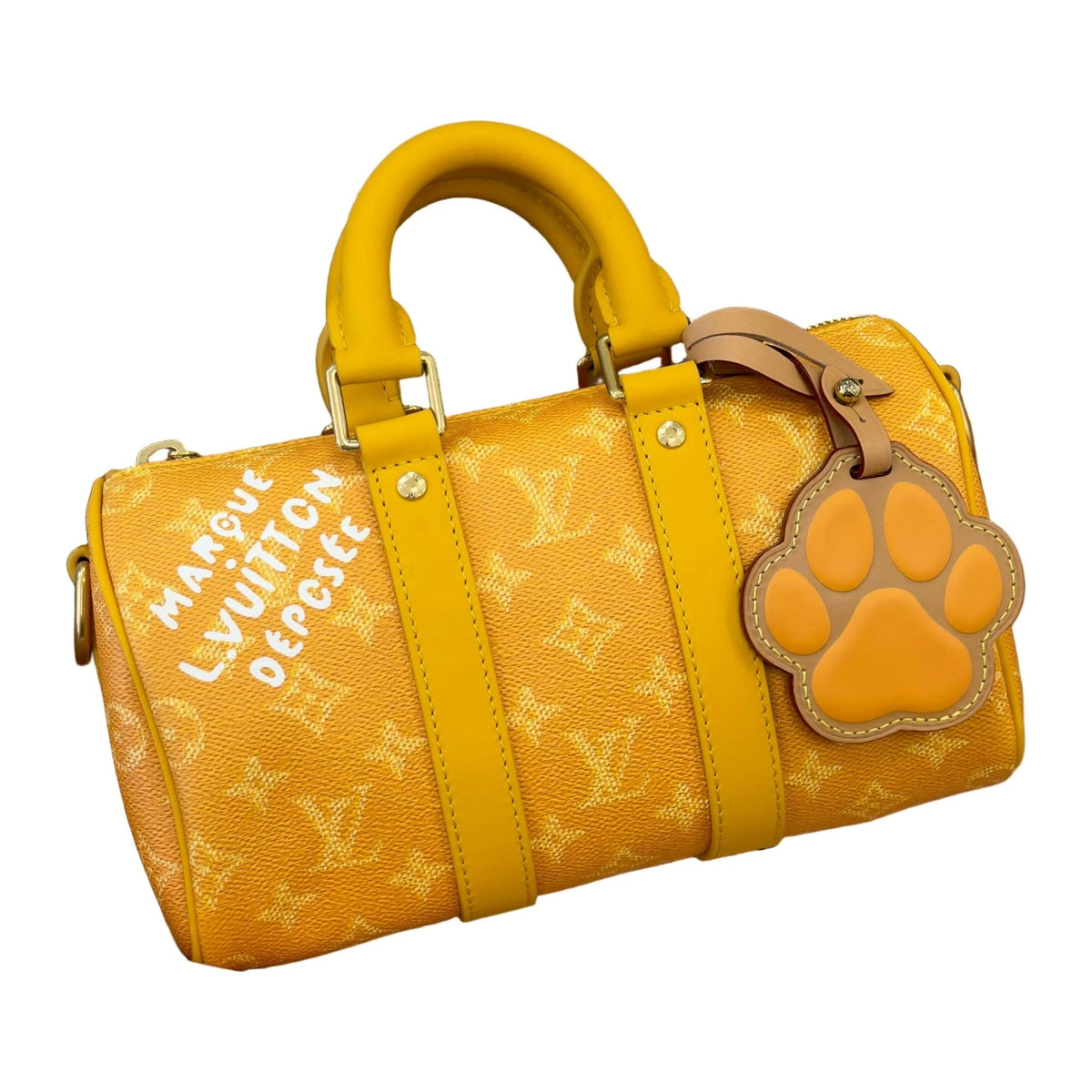 Louis Vuitton Keepall 25 Leather Crossbody Yellow Bag