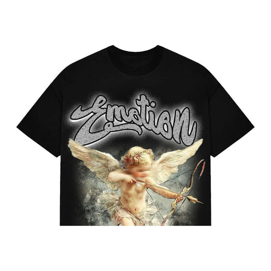 Mixed Emotion Black Rhinestone Cropped tee