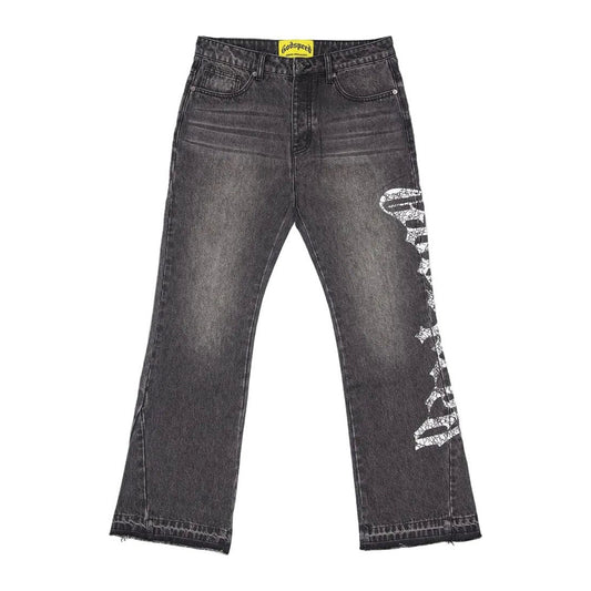 Godspeed OG Logo Flared Denim Jeans (Grey Wash)