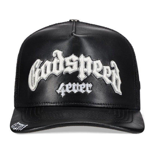 Godspeed Forever Premium Leather Trucker Hat (Black)