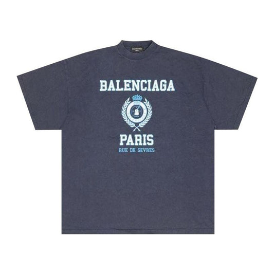 Balenciaga College Crest Oversized T-Shirt 'Navy'