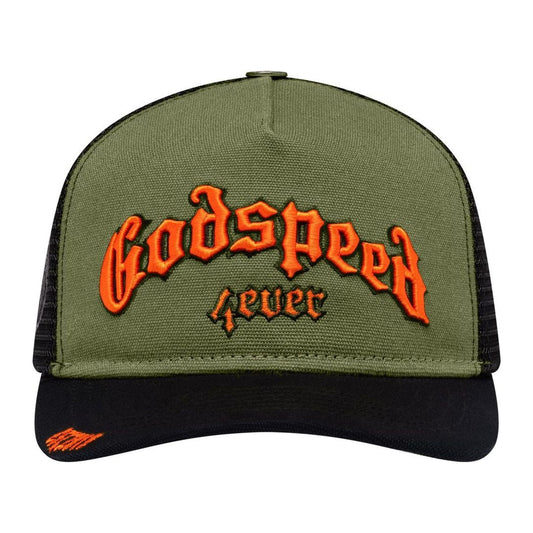 Godspeed Forever Trucker Hat (Olive/Orange)