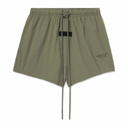 Fear Of God Essentials Straight Leg Logo Appliquéd Shell Drawstring Shorts 'Green'