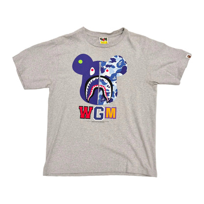 Bape Bearbrick ABC Blue Camo Shark Face Bear Tee Grey (Pre-Owned)
