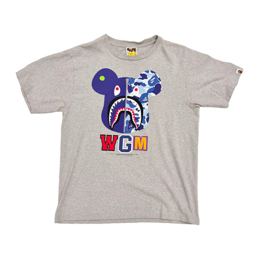 Bape Bearbrick ABC Blue Camo Shark Face Bear Tee Grey (Pre-Owned)