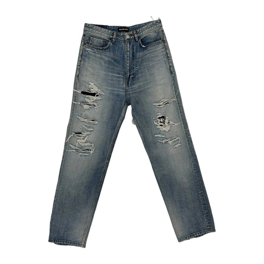 Balenciaga Distressed Straight-Leg Jeans ‘Blue’ (Pre-Owned)