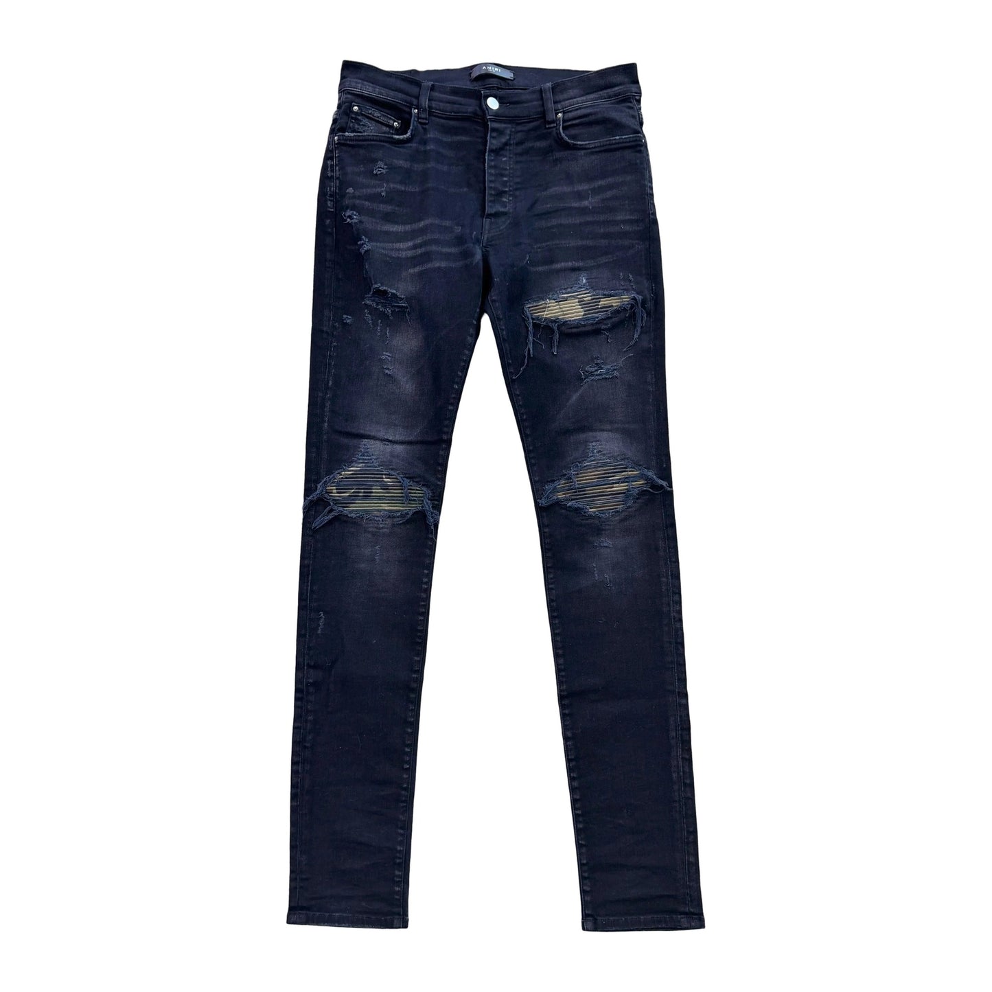 Amiri MX1 Camo Patch Jeans Aged Black (Pre-Owned)