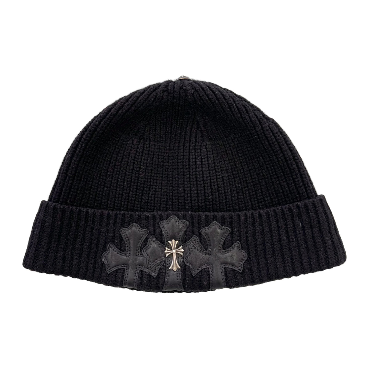 Chrome Hearts Cross 3 Cemetery Cross Patch Beanie Cap Black (Pre-Owned)
