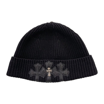 Chrome Hearts Cross 3 Cemetery Cross Patch Beanie Cap Black (Pre-Owned)