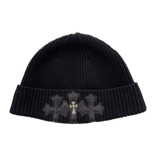 Chrome Hearts Cross 3 Cemetery Cross Patch Beanie Cap Black (Pre-Owned)