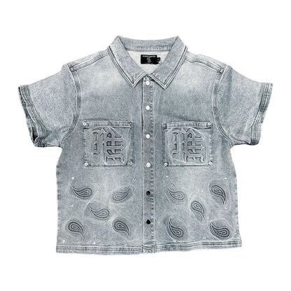 Mixed Emotion Paisley Denim Blue Shirt