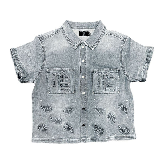 Mixed Emotion Paisley Denim Blue Shirt