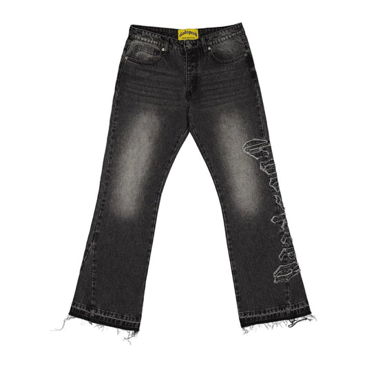 Godspeed OG Logo Flared Denim Stitched Jeans (Grey Wash)