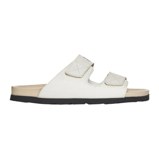 Palm Angels Logo Print Sandals Off White Leather